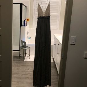 Olive green & macrame long beach dress